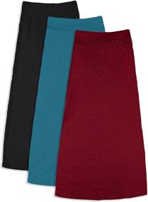img 4 attached to 👗 Affordable 3 Pack Maxi Skirts for Girls 7-16 - Ideal for School Uniforms!
