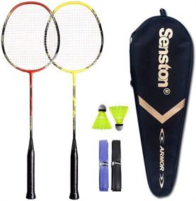 img 4 attached to Senston 2-Player Badminton Racket Set - Carbon Shaft Double Racquets Kit with Carrying Bag