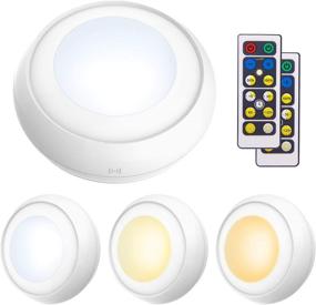 img 4 attached to 💡 LUXSWAY Battery Powered Push Lights - Wireless Puck Lights, Dimmable Under Cabinet Lights with Nature/Warm/Cool Light - Remote Control Stick on Lights for Closet Cabinet Stair, Timer ON/OFF - 4 Pack