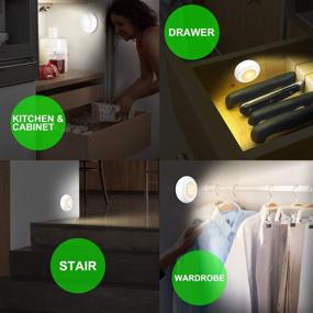 img 2 attached to 💡 LUXSWAY Battery Powered Push Lights - Wireless Puck Lights, Dimmable Under Cabinet Lights with Nature/Warm/Cool Light - Remote Control Stick on Lights for Closet Cabinet Stair, Timer ON/OFF - 4 Pack