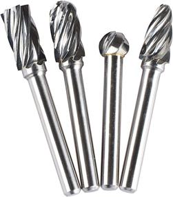 img 3 attached to SpeTool Carbide Rotary Burr Set for Non-Ferrous Aluminum Cutting - 1/4-inch Shank, 4 Pieces per Pack