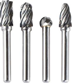 img 2 attached to SpeTool Carbide Rotary Burr Set for Non-Ferrous Aluminum Cutting - 1/4-inch Shank, 4 Pieces per Pack