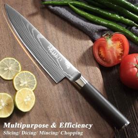 img 2 attached to 🔪 7 Inch Professional Chef Knife - Japanese Kitchen Knife with Ergonomic Handle, Crafted from German High Carbon Stainless Steel