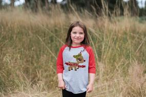 img 1 attached to 🦄 Adorable Christmas Unicorn Red Baseball Tee by 7 ate 9 Apparel – Perfect for Girls!