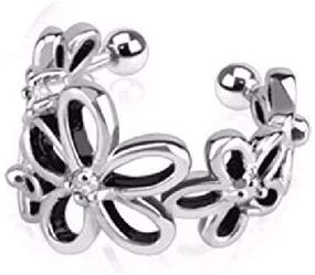 img 3 attached to Flower Rhodium Plated Non Piercing WildKlass