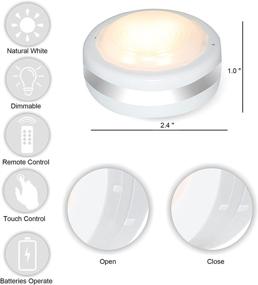 img 2 attached to Wireless LED Puck Lights with Remote Control - Starxing, Battery Operated, Dimmable Closet Light, LED Under Cabinet Lighting in Natural White (6PK)