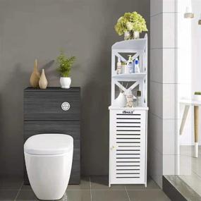 img 4 attached to ITWAZ Tall Bathroom Storage Corner Floor Cabinet, Standing Storage for Living Room, Corner Shower Shelf - Waterproof and Spacious, White A