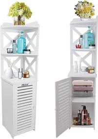 img 1 attached to ITWAZ Tall Bathroom Storage Corner Floor Cabinet, Standing Storage for Living Room, Corner Shower Shelf - Waterproof and Spacious, White A