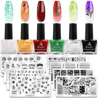 biutee nail stamping polish nail plates kit - 8pc nail stamping plates set with 6 special polish colors, 6ml air dry gift box logo