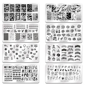 img 2 attached to Biutee Nail Stamping Polish Nail Plates Kit - 8pc Nail Stamping Plates Set with 6 Special Polish Colors, 6ML Air Dry Gift Box