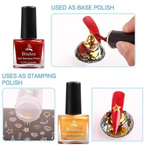 img 1 attached to Biutee Nail Stamping Polish Nail Plates Kit - 8pc Nail Stamping Plates Set with 6 Special Polish Colors, 6ML Air Dry Gift Box