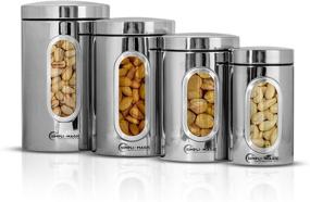 img 1 attached to 🔒 4-Piece Stainless Steel Canisters with Window by Simpli-Magic