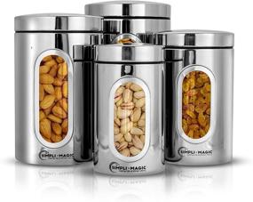 img 3 attached to 🔒 4-Piece Stainless Steel Canisters with Window by Simpli-Magic