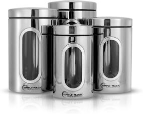 img 2 attached to 🔒 4-Piece Stainless Steel Canisters with Window by Simpli-Magic