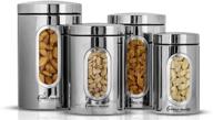 🔒 4-piece stainless steel canisters with window by simpli-magic логотип