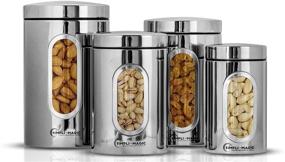 img 4 attached to 🔒 4-Piece Stainless Steel Canisters with Window by Simpli-Magic