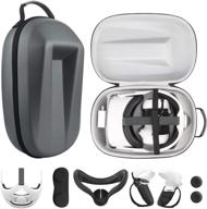 esimen gray travel case for oculus quest 2 halo strap face mask touch controllers, including multiple accessories for oculus quest 2 logo