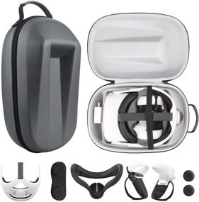img 4 attached to Esimen Gray Travel Case for Oculus Quest 2 Halo Strap Face Mask Touch Controllers, Including Multiple Accessories for Oculus Quest 2