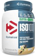 протеин в порошке dymatize iso100 гидролизованный - 100% сывороточный изолят, 25г протеина, 5.5г bcaa, без глютена, быстрое усвоение, легкое усвоение, натуральный ванильный вкус, 1.6 фунта. логотип