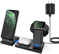 🔌 mankiw 3-in-1 fast wireless charging station for apple iwatch, airpods pro, and iphones (black) - compatible with iphone 11/11 pro/11 pro max, xr/xs/xs max/x/8/8 plus logo