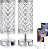 💡 touch control crystal table lamp set with usb charging ports, dimmable & decorative desk lamp for bedroom, living room - bulbs included логотип