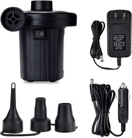 img 4 attached to 🔌 Versatile Electric Air Pump for Inflatables: Portable Air Pump for Air Mattress, Pool Floats, and Camping Mattress with Nozzles - 100-240V AC/12V DC