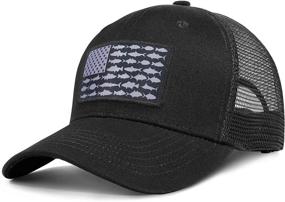 img 4 attached to American Fish Flag Trucker Hats: Perfect Fishing Gifts 🎣 for Men – Snapback Outdoor Hats for Camping & Daily Use