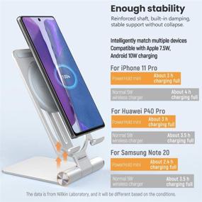 img 2 attached to 📱 Nillkin Алюминиевый сплав 2 в 1 Беспроводная зарядная станция - 15W/10W/7.5W Быстрая зарядка для iPhone 12 Pro Max/XS Max/8 Plus, Samsung S21 Ultra, Note 20 Ultra (Серебро)