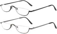 half frame reading glasses - half moon readers for women and men (2 pcs in pouch) 2.00 - with convenient spring hinge! logo