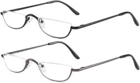 img 4 attached to Half Frame Reading Glasses - Half Moon Readers for Women and Men (2 PCS in Pouch) 2.00 - With Convenient Spring Hinge!