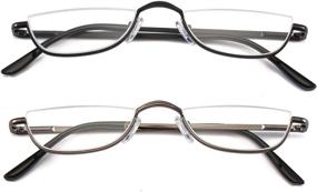 img 3 attached to Half Frame Reading Glasses - Half Moon Readers for Women and Men (2 PCS in Pouch) 2.00 - With Convenient Spring Hinge!