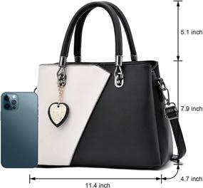 img 2 attached to 👜 Eye-Catching Top Handle Handbags with Contrast Stitching: Women's Totes, Shoulder Bags, and Wallets