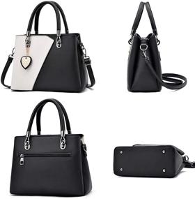 img 3 attached to 👜 Eye-Catching Top Handle Handbags with Contrast Stitching: Women's Totes, Shoulder Bags, and Wallets