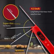 🔥 liangdu digital instant read meat thermometer for grilling cooking kitchen food oil deep fry bbq - electric probe with backlight (red) logo