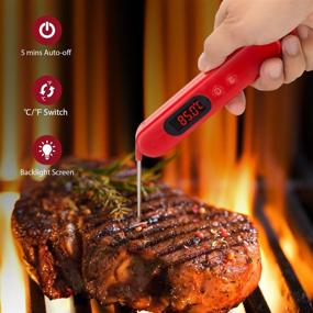 img 1 attached to 🔥 Liangdu Digital Instant Read Meat Thermometer for Grilling Cooking Kitchen Food Oil Deep Fry BBQ - Electric Probe with Backlight (Red)