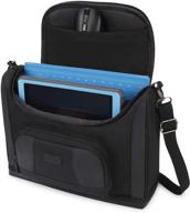 👜 compact tablet messenger bag - compatible with lenovo smart tab 10.1, galaxy tab a 10.1, galaxy tab s5e 10.5 - durable black exterior, shoulder strap, padded adjustable interior dividers for enhanced protection logo