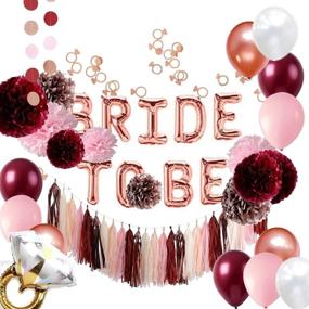 img 1 attached to Burgundy and Rose Gold Bachelorette Party Decorations Bridal Shower Kit - Tissue Pom Poms, Bride-to-Be Balloons Banner, Tassels Garland, Ring Confetti - All-in-One SEO-optimized Bundle