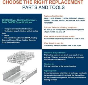 img 2 attached to 🔥 279838 Dryer Heating Element for Whirlpool Kenmore Roper Maytag Amana Cabrio Admiral - Parts for Dryer Heating Element with Thermostat Thermal Fuse - MEDX655DW1, 500, 600, 70, 80 Series & Model 110 Dryer Part