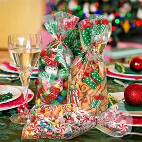 img 1 attached to 🎄 Christmas Cellophane Bags Set - 200 Pieces with Twist Ties, 8 Assorted Styles for Candy, Cookies, and Goody Treats