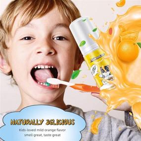 img 1 attached to ✨ Fluoride-Free Foam Toothpaste for Kids with Orange Flavor - U-Shaped Toothbrush & Electric Toothbrush Compatible, Suitable for 2+ Years (60ml/Pack)