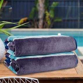 img 3 attached to 🌊 Premium TRIDENT Beach Towels - 100% Pure Cotton, 2 Piece Bath Towels, Extra Large Bathroom Towels, Super Soft & Easy Care, 500 GSM Pool Towel (Pack of 2, Blue)
