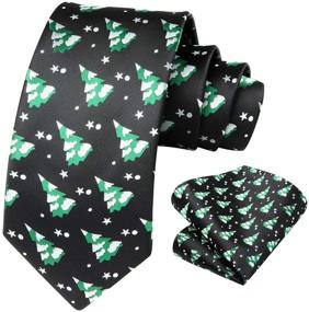 img 2 attached to 🎄 Christmas Men's Accessories: HISDERN Necktie Pocket Square, Cummerbunds & Pocket Squares