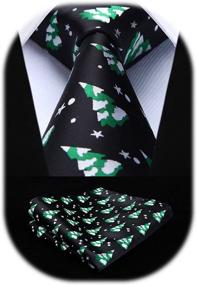 img 4 attached to 🎄 Christmas Men's Accessories: HISDERN Necktie Pocket Square, Cummerbunds & Pocket Squares