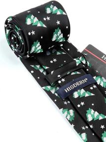 img 1 attached to 🎄 Christmas Men's Accessories: HISDERN Necktie Pocket Square, Cummerbunds & Pocket Squares