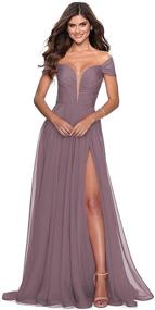 img 4 attached to 2021 Women's Formal Off The Shoulder Chiffon Split Pleated A line Long Bridesmaid Dresses