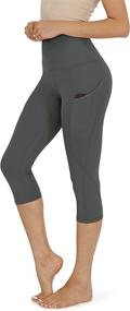 img 4 attached to Premium Quality ODODOS Women's High Waisted Yoga Capris with Pockets - Tummy Control, Non See Through for Workout, Sports, and Running