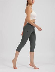 img 2 attached to Premium Quality ODODOS Women's High Waisted Yoga Capris with Pockets - Tummy Control, Non See Through for Workout, Sports, and Running