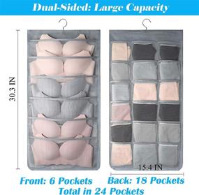 img 2 attached to Dual-Sided Hanging Organizer with Mesh Pockets for Underwear, Bras, Underpants, Socks - 🧦 Metal Hook, Oxford Cloth Storage Bags - Space Saver for Wardrobe (Gray, 6+18 Pockets)