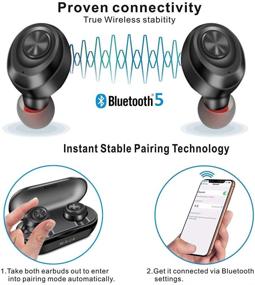 img 2 attached to Продвинутые беспроводные вкладыши-наушники в ушах: TWS Bluetooth 5.0, глубокий бас стереозвук, защита от пота IPX7, спортивные наушники с зарядным кейсом на 2200 мАч и встроенными микрофонами