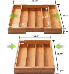 img 3 attached to Oridom Bamboo Expandable Drawer Organizer - Ultimate Space-Saving Silverware Holder & Cutlery Tray for Kitchen Utensils